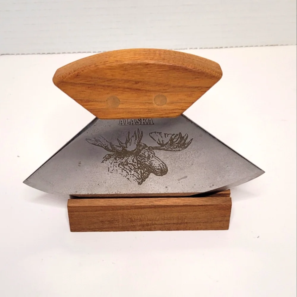 Alaska Ulu Knife with Stand Vintage